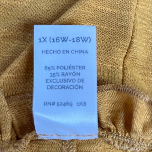 Terra & Sky Sleeveless Blouse Womens Size 1X Mustard Yellow Tie Front - Picture 8 of 10